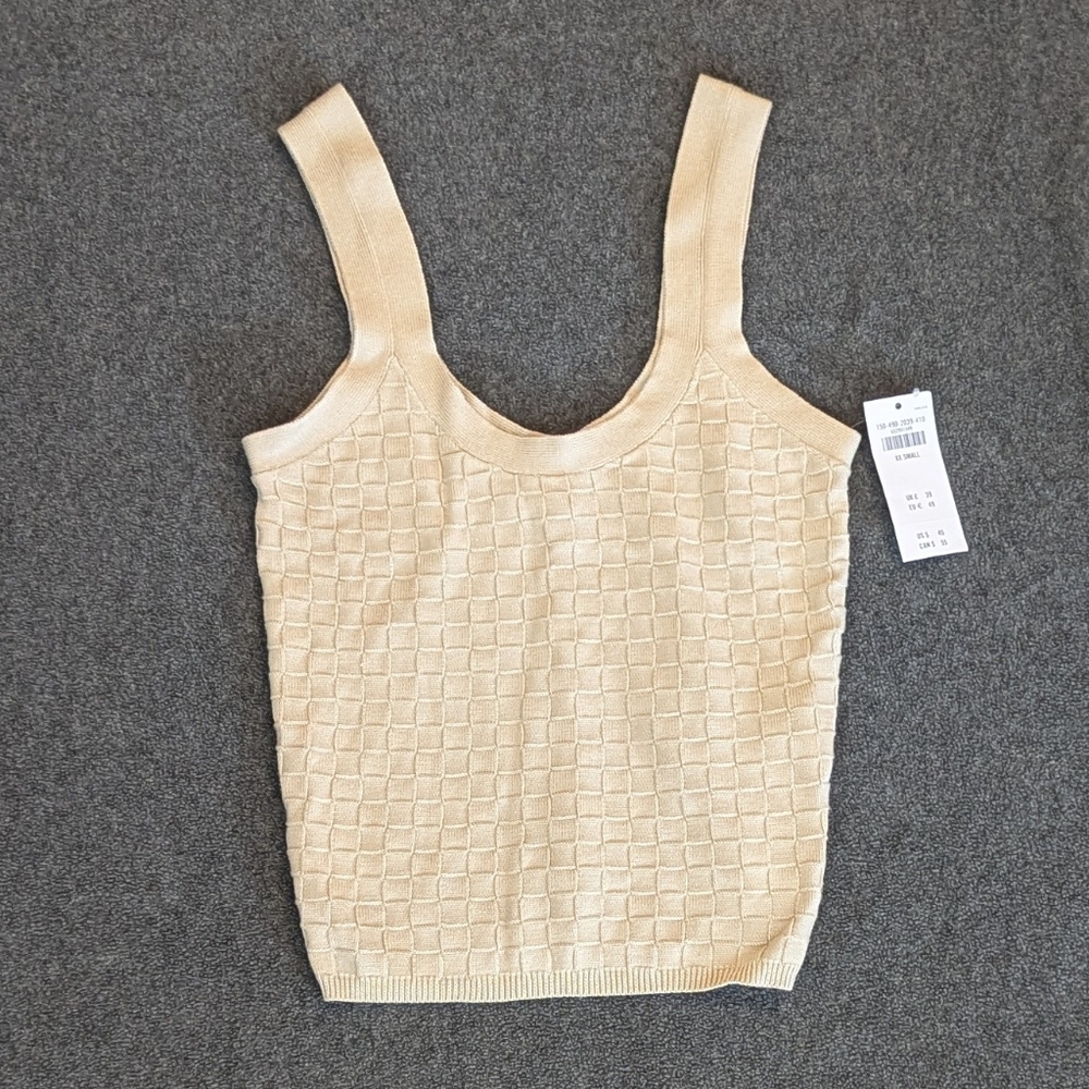 NWT Abercrombie Cream Checkered Texture Tank Size XXS